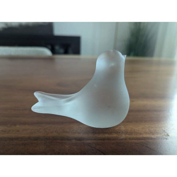 Frosted Clear Glass Bird Figurine Paperweight - Picture 13 of 13